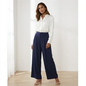 Ted Baker London Krissi Pleated Wide Leg  Trouser Pants NEW Navy Blue Sz 5 US 12